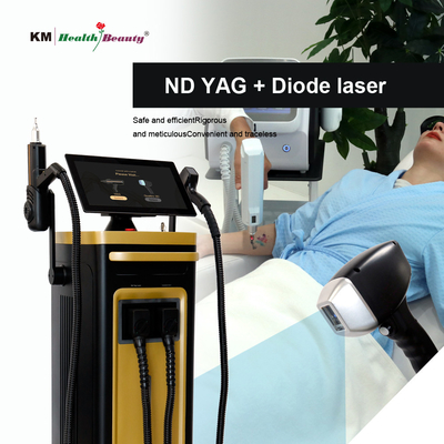 2 في 1 آلة ليزر ثنائي الأيقونات المحمولة والثابتة إزالة الوشم 810nm 808nm Q-Switched ND Yag Diode Laser 810nm